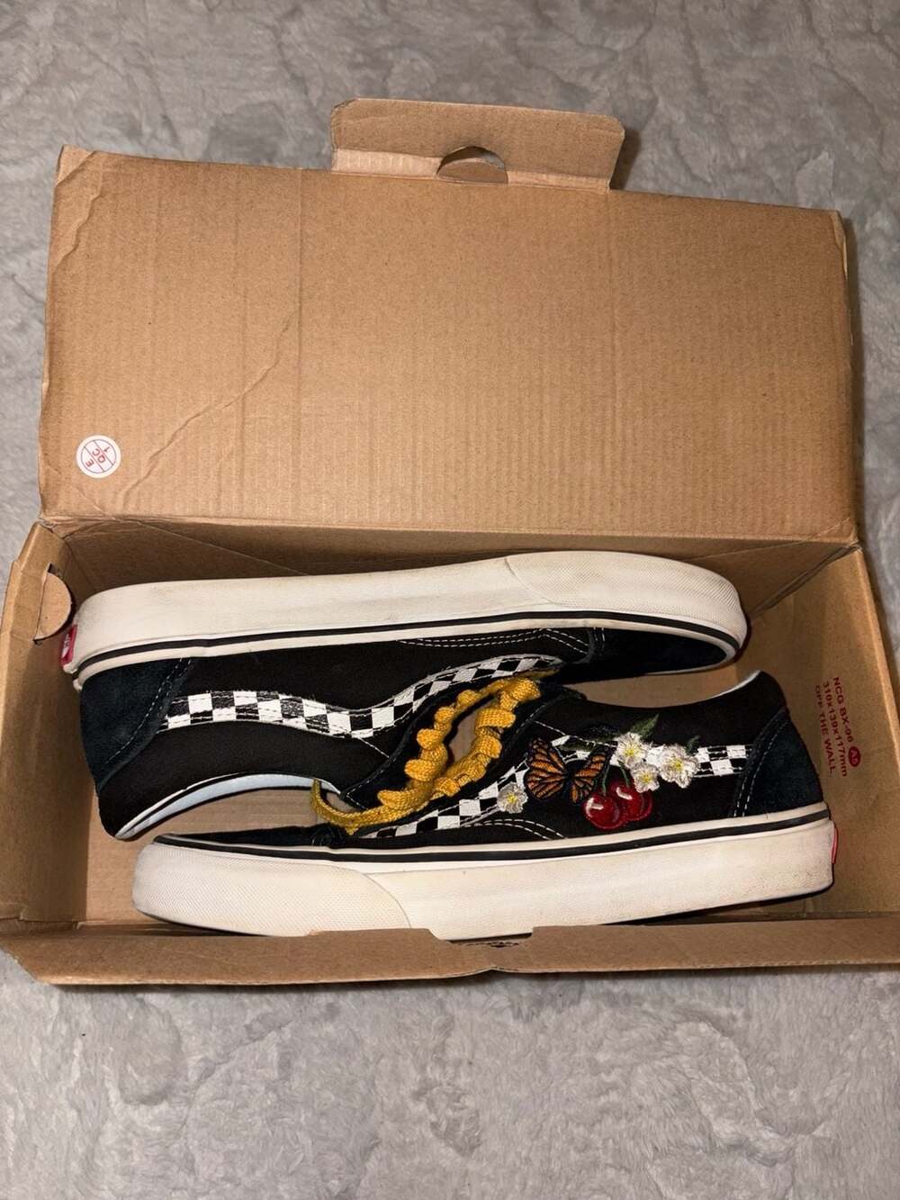 Vans Old Skool Checker Floral Black Embroidered Skate Shoes